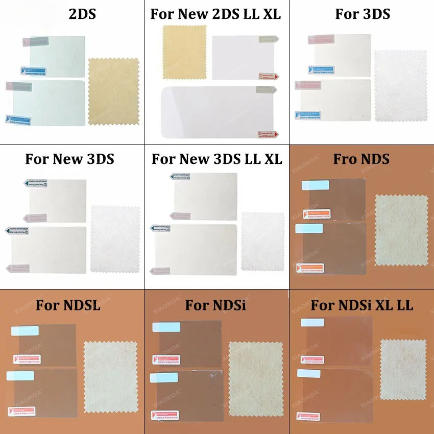 Clear Protective Film For NDS DSi NDSi XL LL NDSL DS Lite Top+Bottom LCD Screen Protector For 2DS 3DS XL LL New 3DSLL 3DSXL