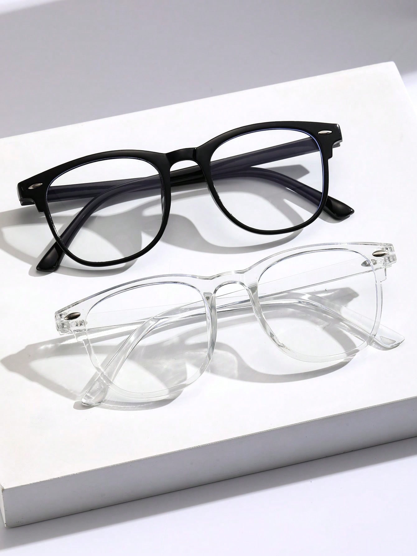 1-2-3PCS Gafas transparentes antiluz azul con montura de plástico cuadrada unisex para accesorios de ropa de regreso a la escuela.