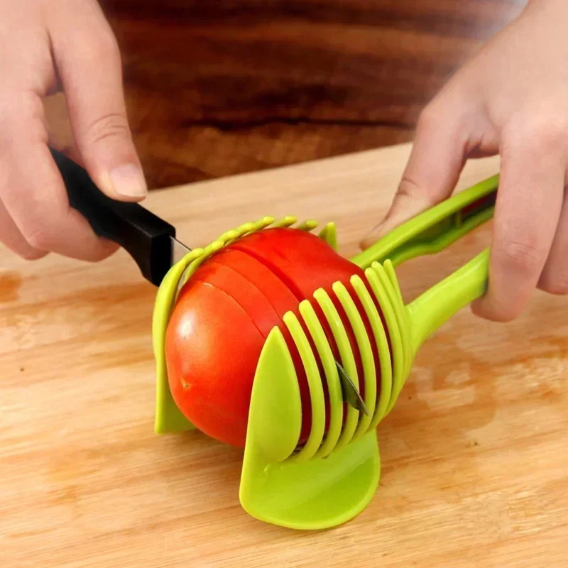 Edelstahl Küche Handheld Orange Zitrone Slicer Tomaten Schneiden Clip Obst Slicer Zwiebel Slicer Küche Artikel Cutter Zubehör