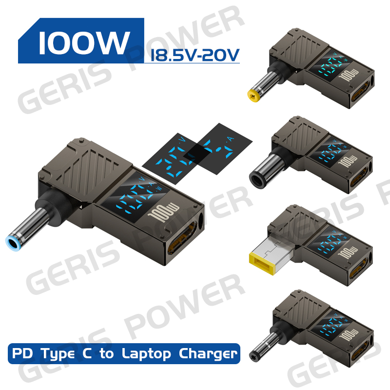 100W Typ C Szybkie ładowanie Wyświetlacz LED Adapter Wtyczka Złącze Uniwersalne USB C PD Ładowarka do laptopa Konwerter do Lenovo Dell Asus HP