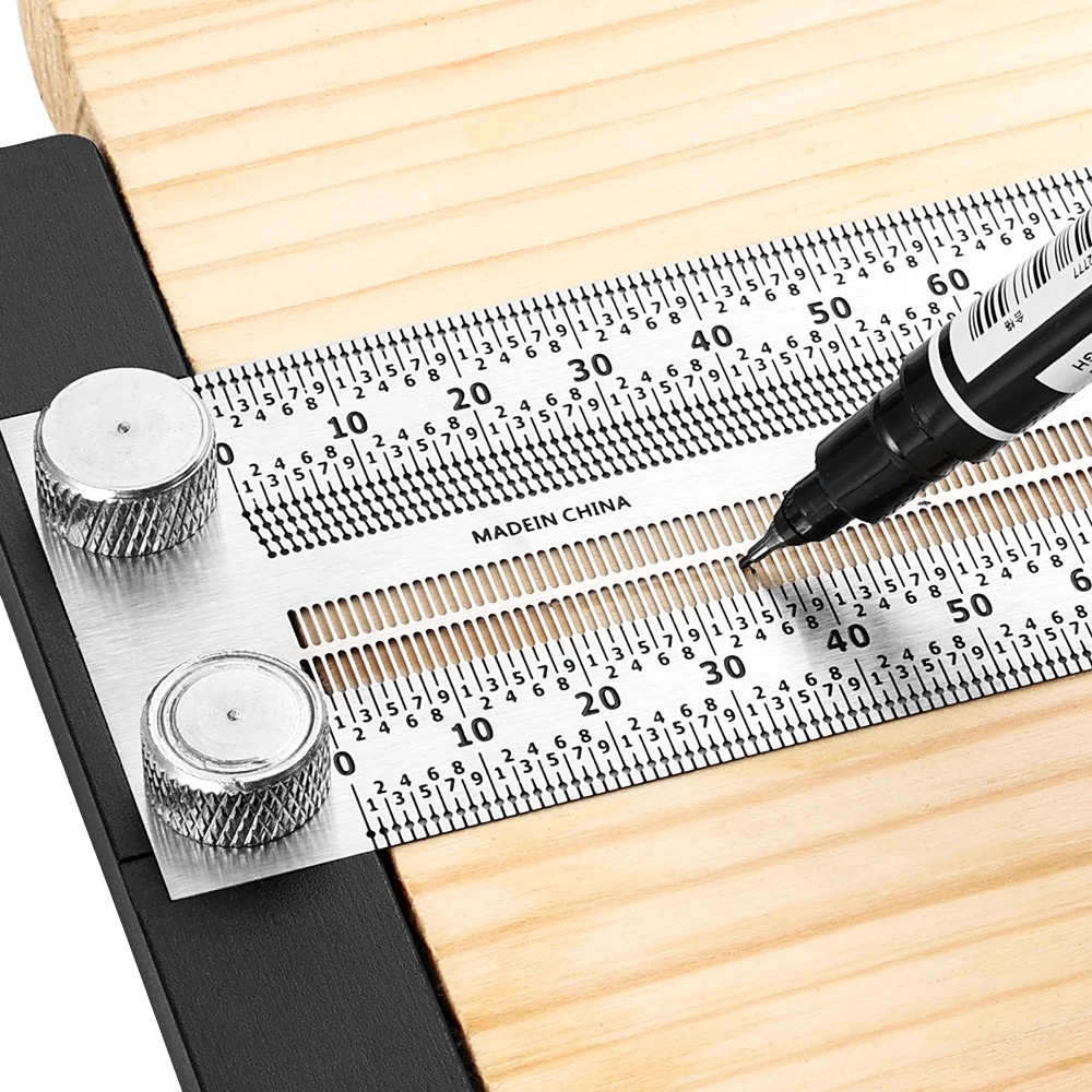 Độ Chính Xác Cao Quy Mô Thước T-Loại Lỗ Thước Đồng Hồ Gỗ Scribing Mark Đo Đường Thợ Mộc Đo Dụng Cụ