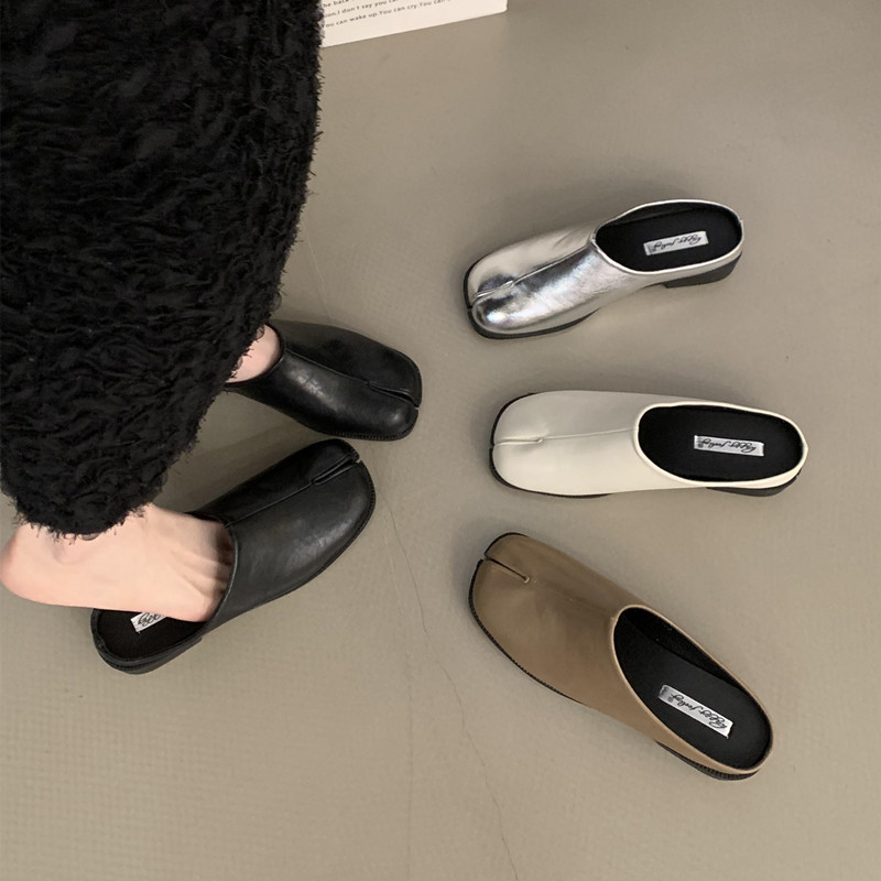 Bailamos, zapatillas con punta abierta para Mujer, punta redonda, poco profundas, perezosas, zapatos con talón descubierto, Tabi Ninja, zapatos planos sin cordones, mocasines suaves para Mujer