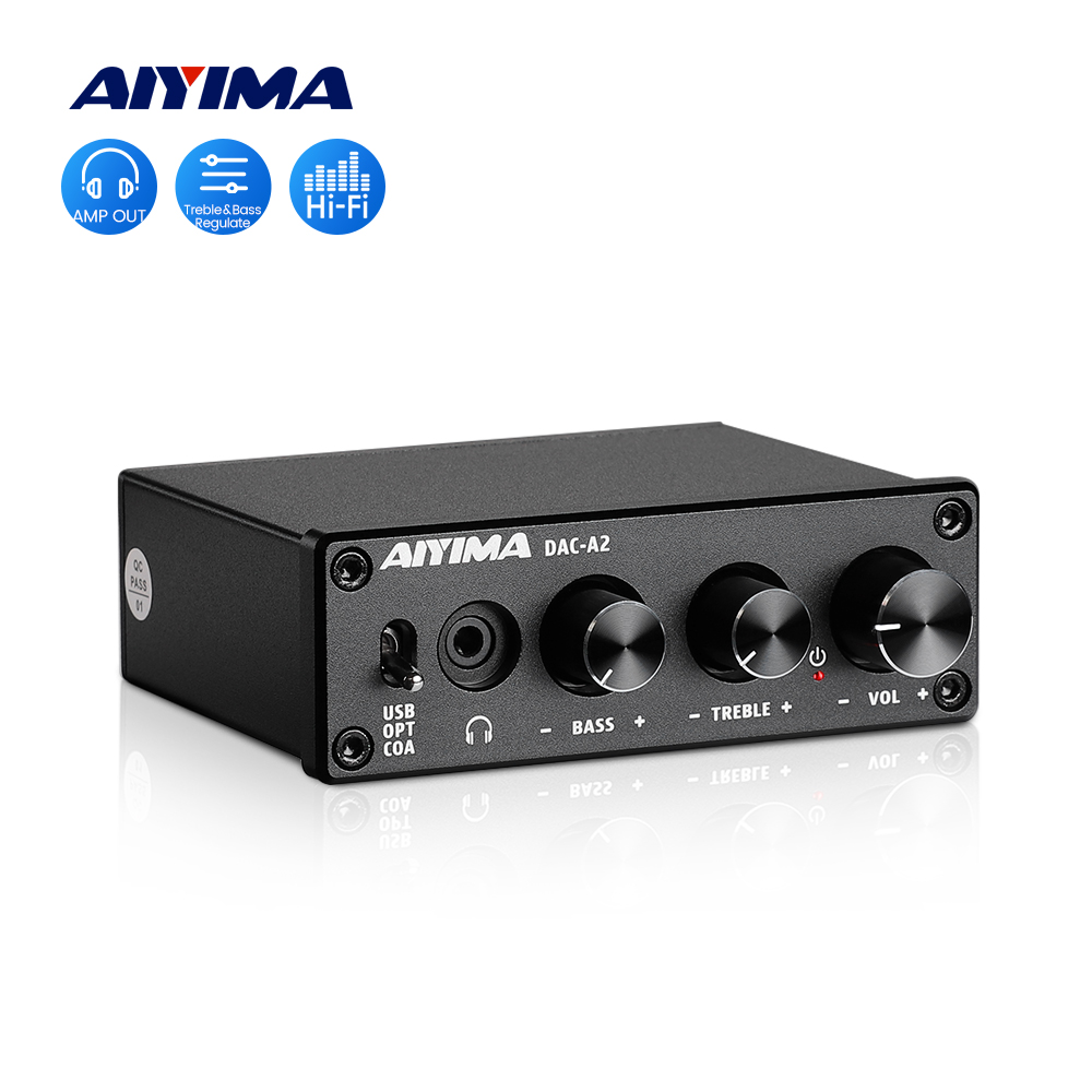 AIYIMA adaptor konverter Amplifier Headphone dekoder DAC game USB Stereo Mini Audio A2 untuk Speaker Aktif Desktop bertenaga