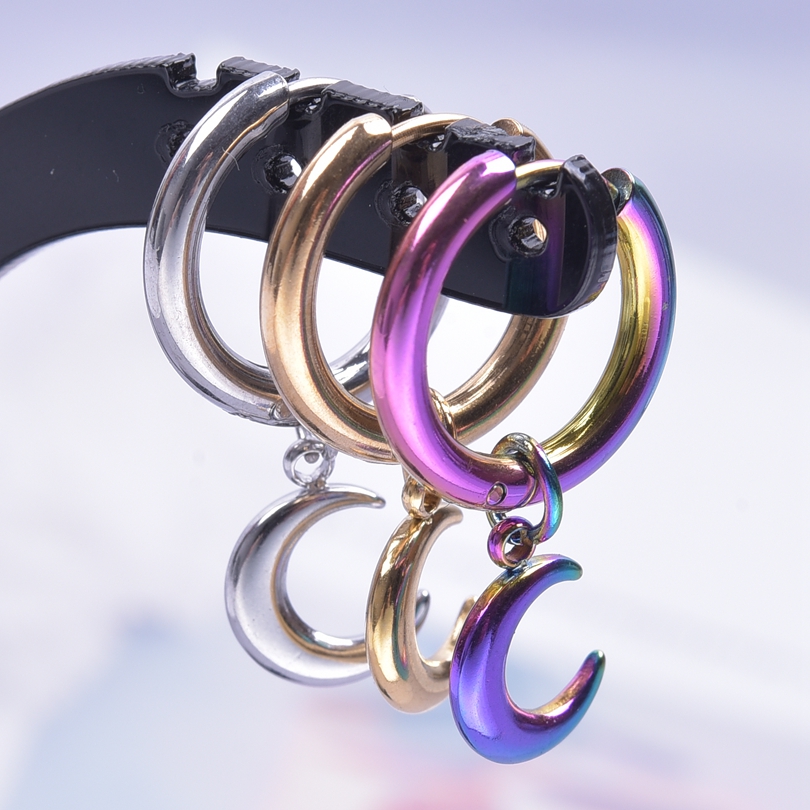 Lua aros brinco de aço inoxidável luna piercing brincos redondos para mulheres homens kpop boucle oreille homme acier inoxydable jóias