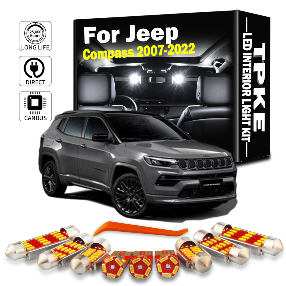 TPKE Canbus Per Jeep Compass 2007-2020 2021 2022 Auto LED Interni Mappa Cupola Tronco Luce targa Kit lampada automatica senza errori