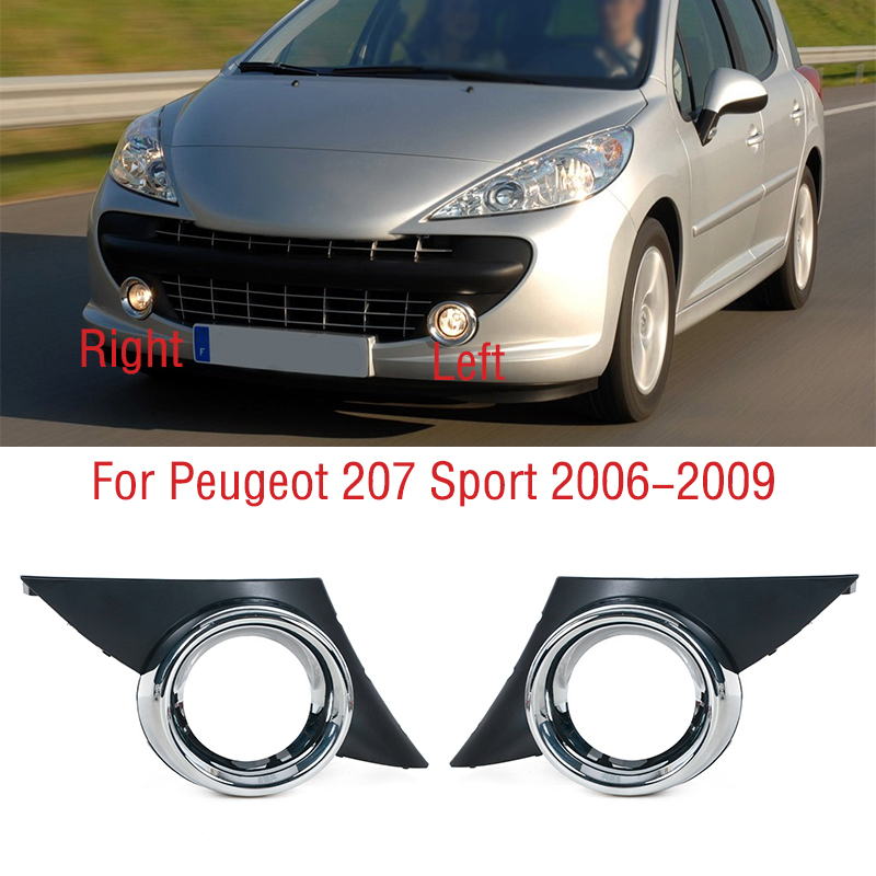 สำหรับ Peugeot 207กีฬา2006 2007 2008 2009รถกันชนด้านหน้ากันชนแผ่นเรืองแสงปลอกคอกันสุนัขเลีย Foglights Foglamp Trim หมวก