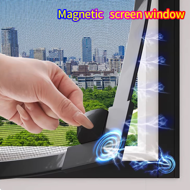 2026 DIY Custom size,windproof Magnetic screen window, self-adhesive mosquito net curtain,invisible,household magnet，Summer mesh