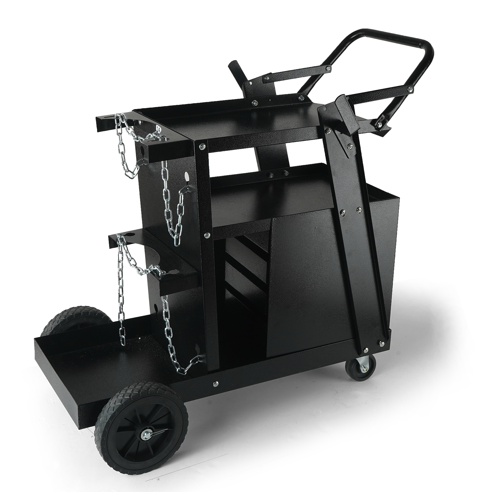 Carrinho de soldagem SucceBuy Carrinho de soldador de 2 camadas e 4 gavetas com 360 °   Carrinho de soldador de rolamento resistente com rodas giratórias para cortador de plasma Mig