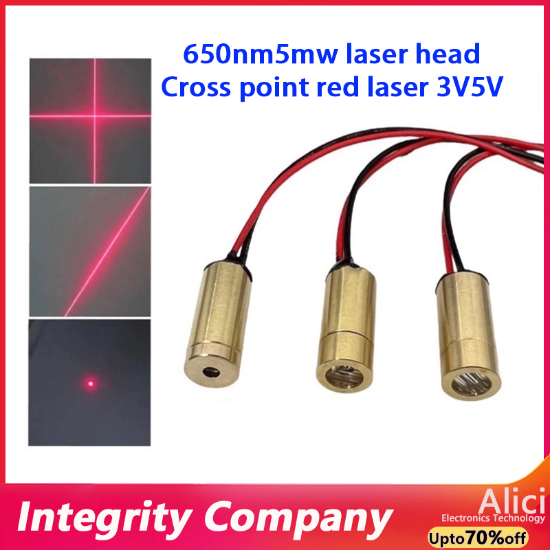Cabezal láser 650nm 9mm módulo láser Industrial 3V 5V 5mW módulo de diodo cruzado láser línea de cabeza de cobre rojo/punto/diodo láser cruzado