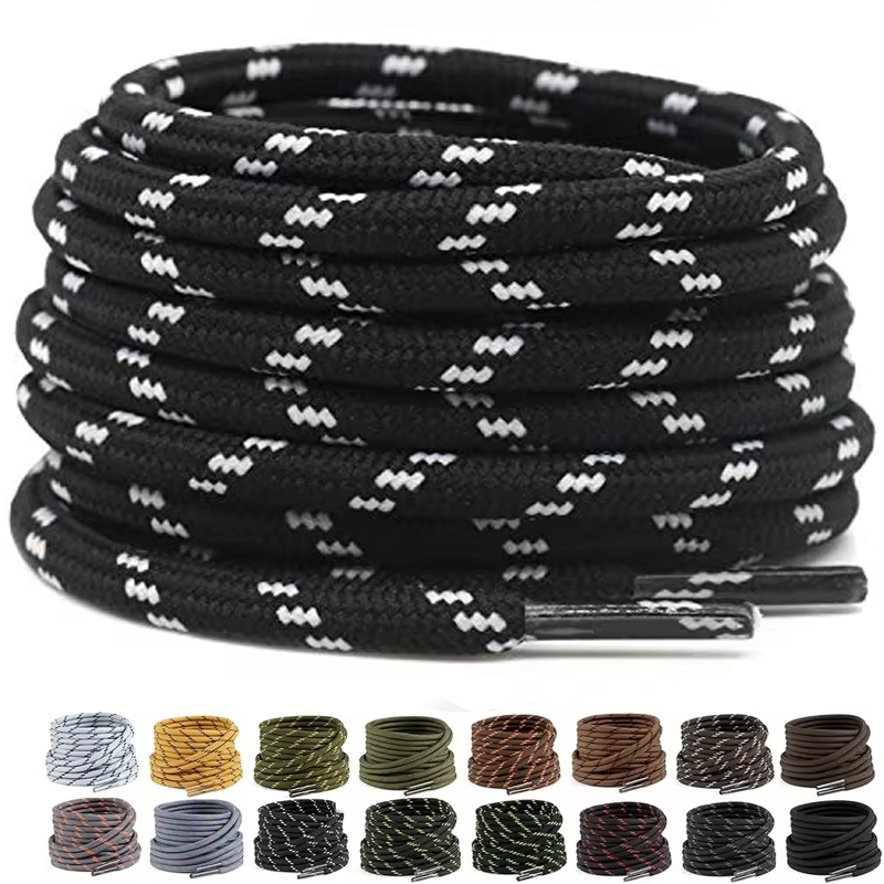 Cordones redondos para zapatillas de deporte para niños, al aire libre de senderismo cordones para zapatos, longitud de 100/120/140/160CM, cestas de 19 colores, 1 par