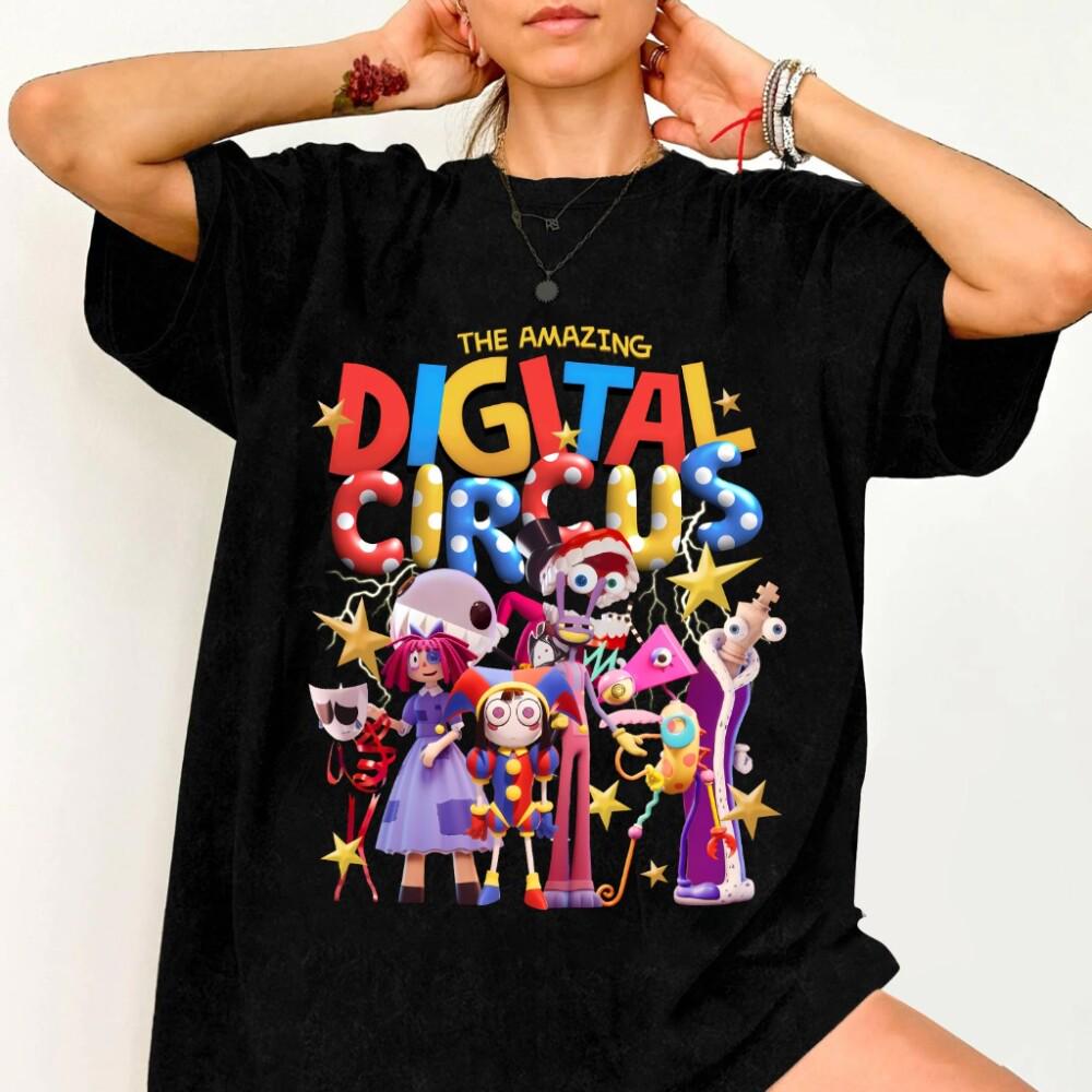 Comfortabele tops met korte mouwen Het geweldige digitale circus periferie-T-shirt voor mannen en vrouwen Nieuwe zomerkatoenen Y2K-kledingmode