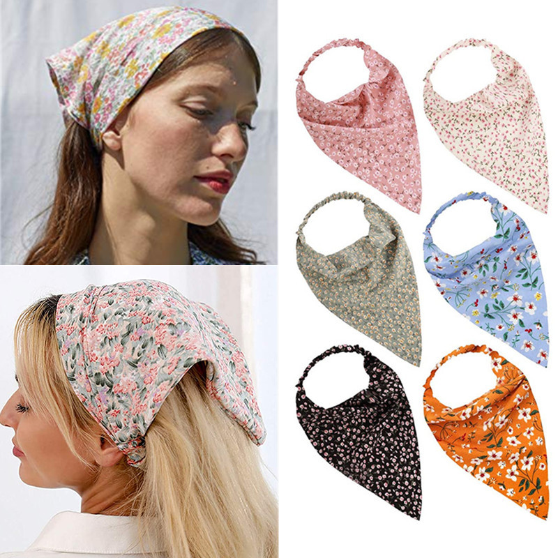 Pañuelo bohemio para mujer, banda para el pelo, bufanda con estampado de Cachemira, pañuelos para la cabeza, pañuelo triangular Vintage, accesorios para el cabello