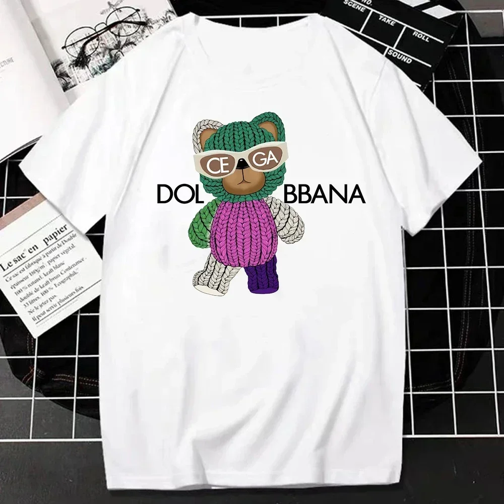 Kup modne T-shirty, T-shirty z krótkim rękawem z letnimi wzorami liter, luźne i oddychające T-shirty w stylu casual dla rodziców i dzieci.