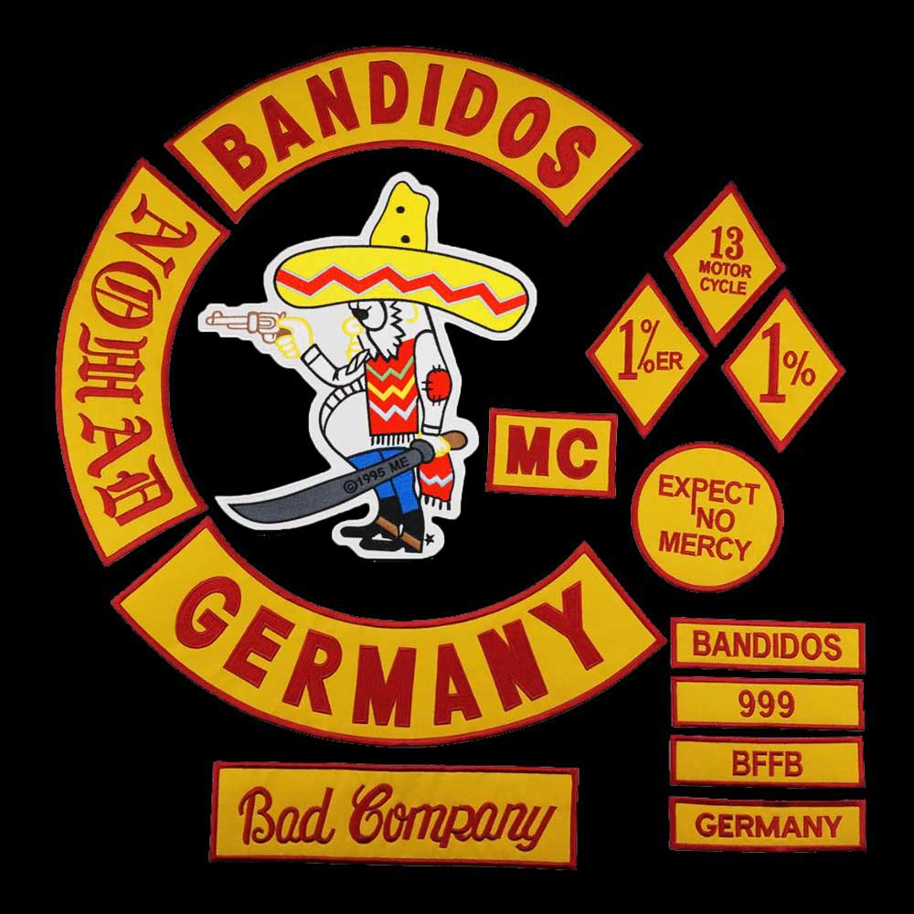 Patch ricamata Bandidos MC termoadesiva sulla giacca Gilet in pelle Rider Punk Toppa di grandi dimensioni completa
