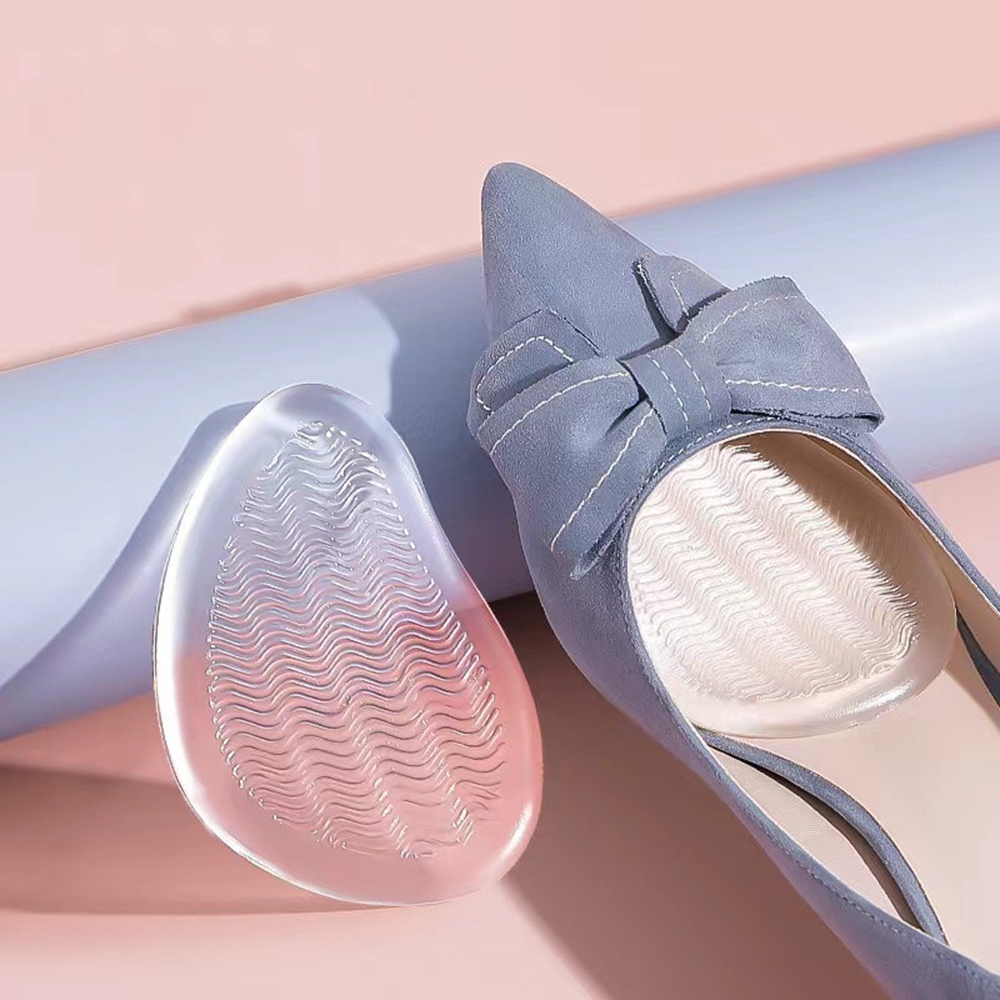 1 par palmilhas senhoras sapato de salto alto palmilha feminina meia almofada reduz a dor de fricção silicone antepé almofada anti-skid almofadas de cuidados com os pés