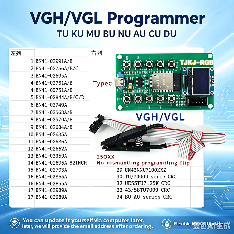 Programmateur compatible avec les téléviseurs Samsung VGH/VGL TU KU MU BU NU AU CU DUVGH/VGL