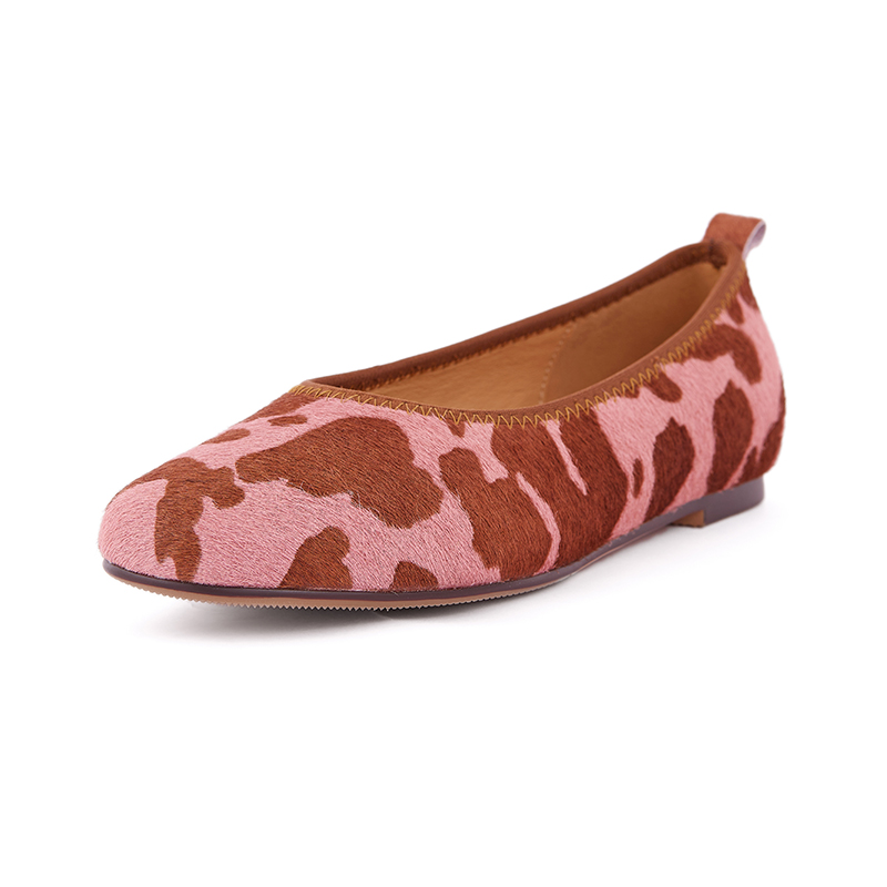 SmallHut 2026 Nouvelle Tendance Printemps Ballerines en Crin de Cheval pour Femme Élégantes à Bout Rond à Enfiler Rose Couleurs Mixtes Grandes Tailles