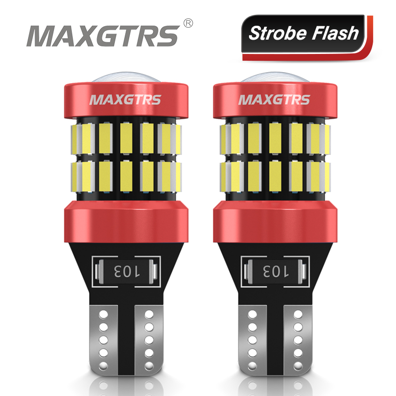 2x Flash stroboscopico T15 W16W 921 912 LED 4014 3030 6000K bianco rosso giallo auto lampadina retromarcia Backup Canbus indicatore di direzione