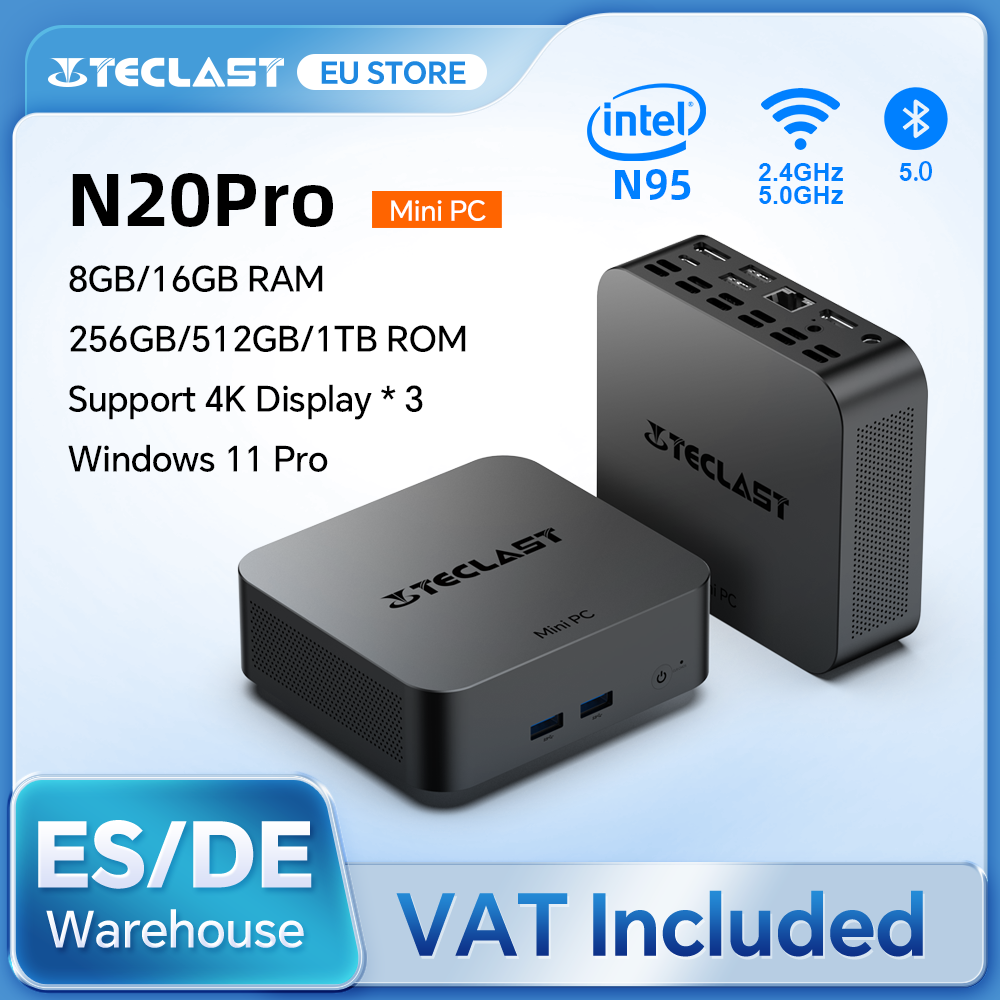 Teclast N20 Pro, mini-pccomputer, voor Intel N95, 8Gb+256Gb,16Gb+512Gb, 16Gb+1Tb, Windows 11 Pro, ondersteuning 4K-display*3, Type C