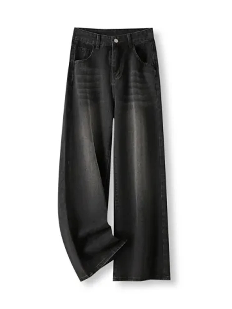 Senhora retroy2k estilo calças de brim de cintura alta moda feminina perna reta denim calças quentes meninas solto ajuste fino calças casuais