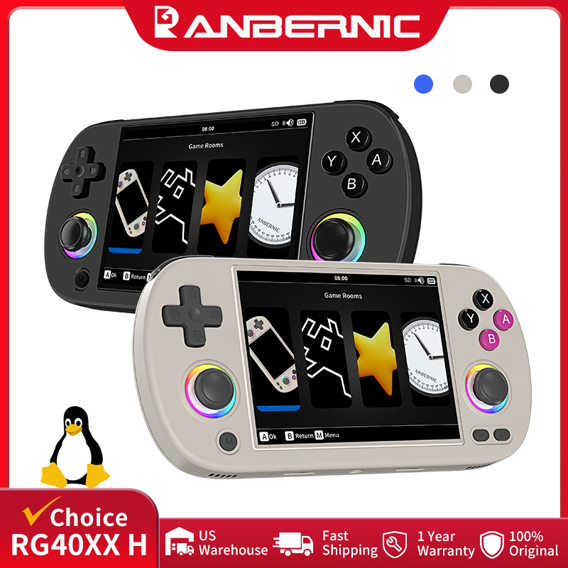 ANBERNIC RG40XX H Handheld-Spielekonsole, 4,0-Zoll-IPS-Bildschirm, Linux, 64-Bit, mehrfarbige LED-Leuchten, Retro-Spielekonsole, über 5000 Spiele