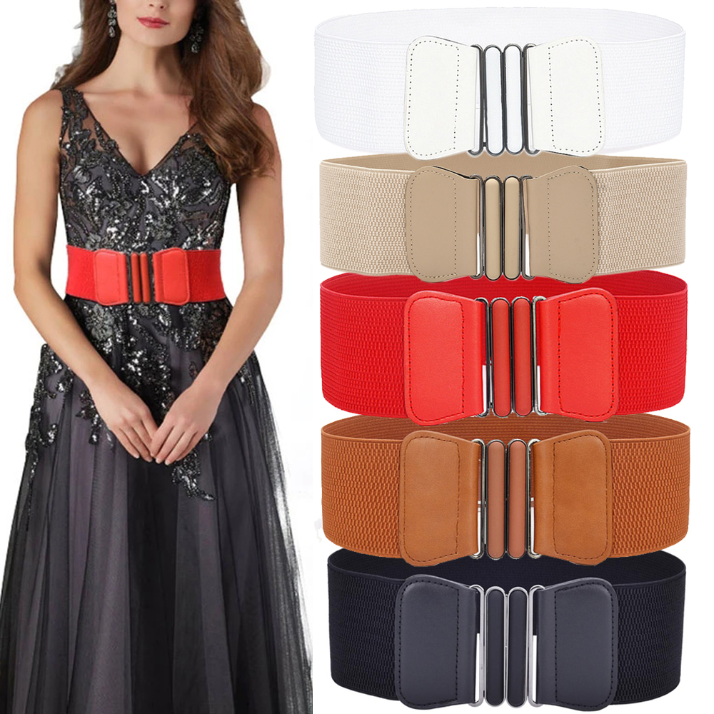 Cinturón ancho elástico de talla grande para mujer, hebilla Vintage, sello de cintura, emparejamiento con vestidos de mujer, chaquetas, suéter y chaquetas de plumón