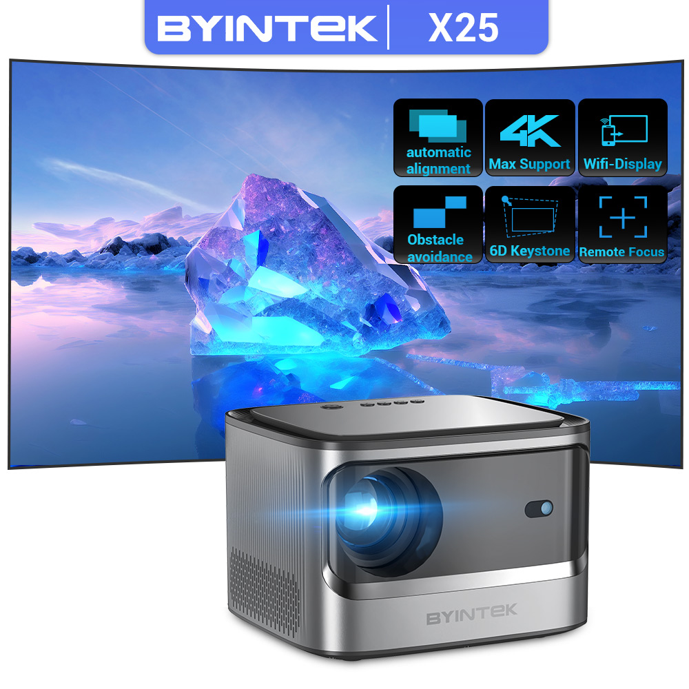 BYINTEK X25 フル HD プロジェクター 1080P 4K ビデオ 900Ansi オートフォーカス WiFi スマート Android 9.0 LCD LED ビデオホームシアタープロジェクター