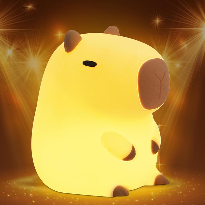 Niedliches Capybara-Nachtlicht für Kinder, Silikon-Nachtlicht, Geschenk, USB wiederaufladbar, Tier-Touch-Nachttisch-Schlaflampe, Dekoration