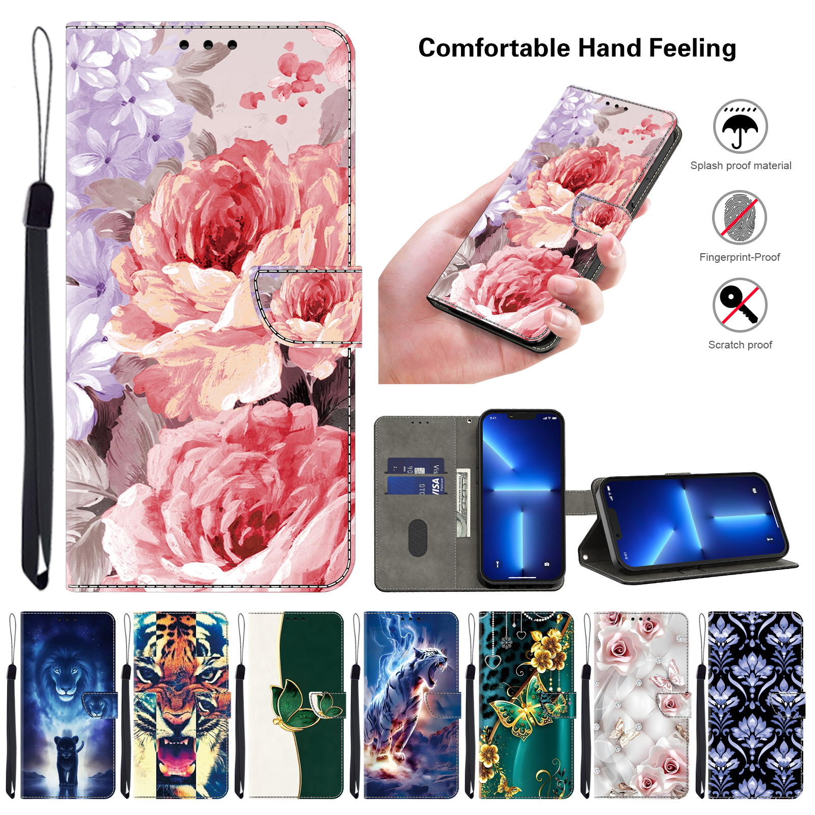 กระเป๋าสตางค์พลิกปกหนังสําหรับ Samsung Galaxy A03s A04s A05s A06 A12 A13 A14 A15 A16 A20e A10e A21s A22 A23A24 A25 A26 4G/5G กรณี