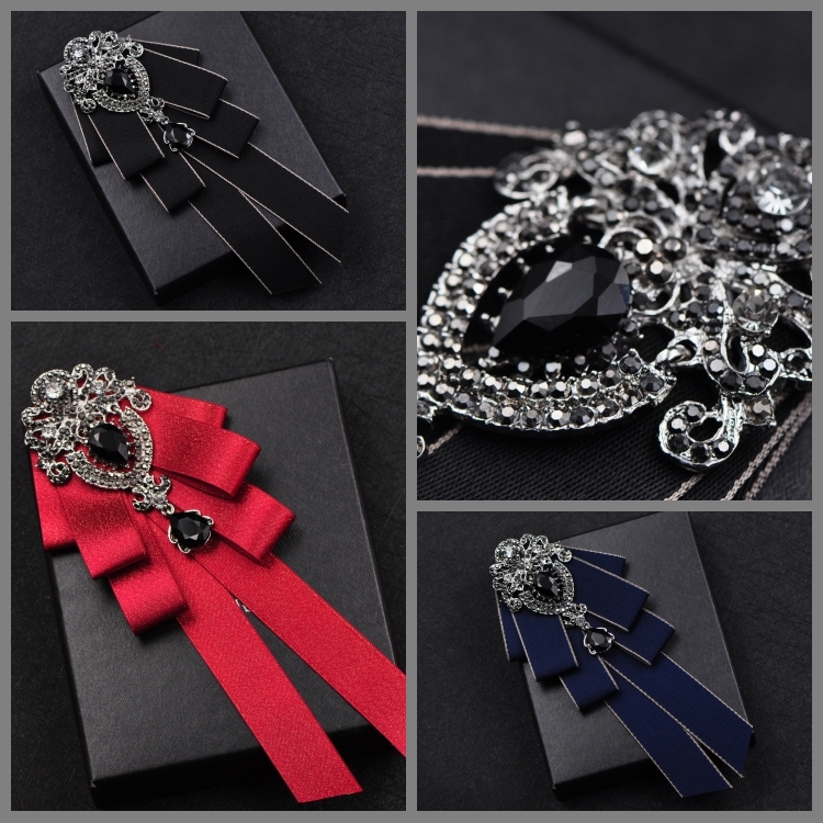 Vintage vlinderdas met cameo, elegante diamanten lint met kwast, broche, chique meisjesmode sieraden, kraagpin, das voor meisjes, cadeau voor mannen