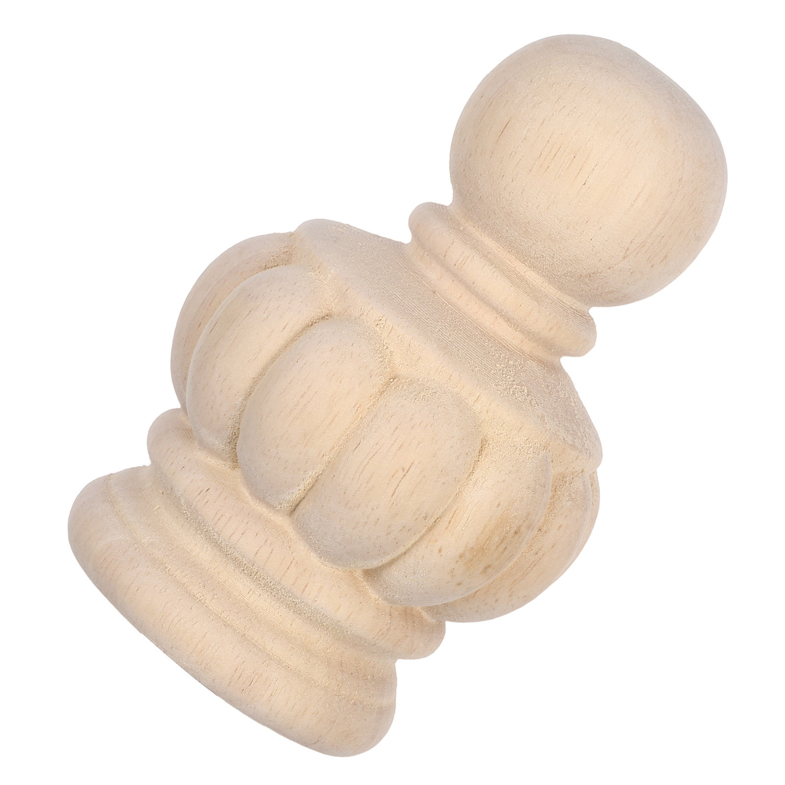Unpainted Solid Wood Finial Staircase Balusters Tip Cap Vintage Pineapple Column Topper Hand Carved Decorative Sculpture For