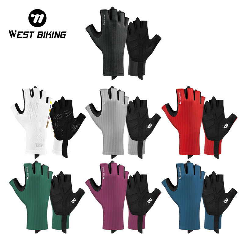 West biking verão respirável metade dedo luvas de ciclismo ultraleve luvas de corrida de bicicleta de estrada anti-deslizamento sbr almofada resfriamento esporte engrenagem