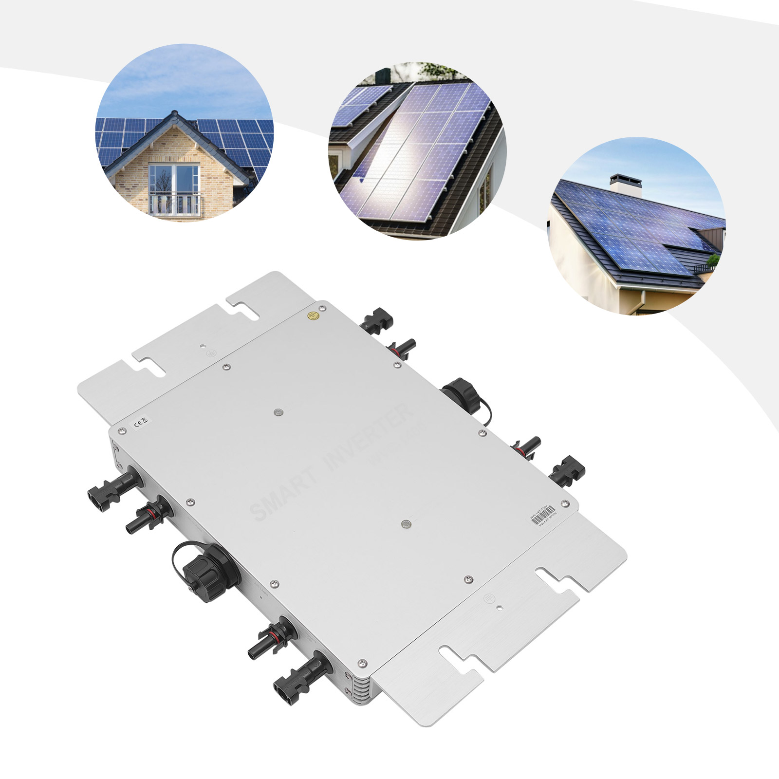 Microinversor Solar de 1400W para Conexão à Rede, à Prova d'Água, Autoresfriável, Saída 110V 80-160VAC com Identificação Automática