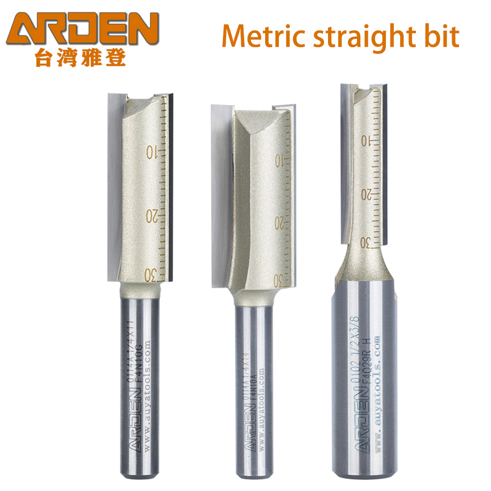ARDEN Meacceler1/4-Mèche de routeur droite à tige de 1/2 ", 2 cannelures, diamètre de coupe de 3 à 25mm, coupe fendue en carbure, mise en œuvre pour bois NW
