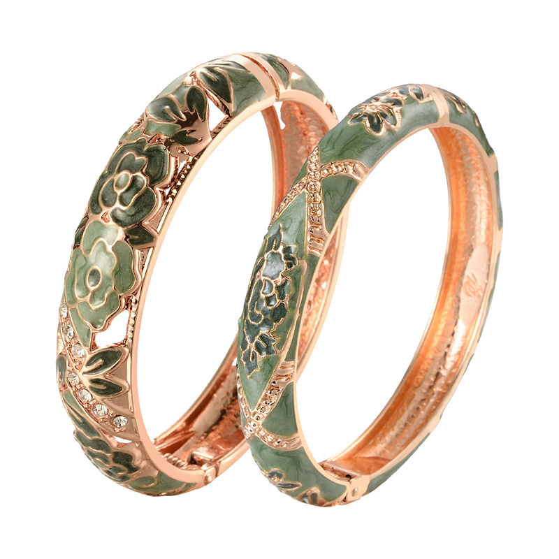 Bracciale doppio cloisonné per donna Bracciale a portata di mano Gioielli smaltati Bracciale a mano da donna Set di braccialetti femminili Regalo per la festa della mamma Moglie