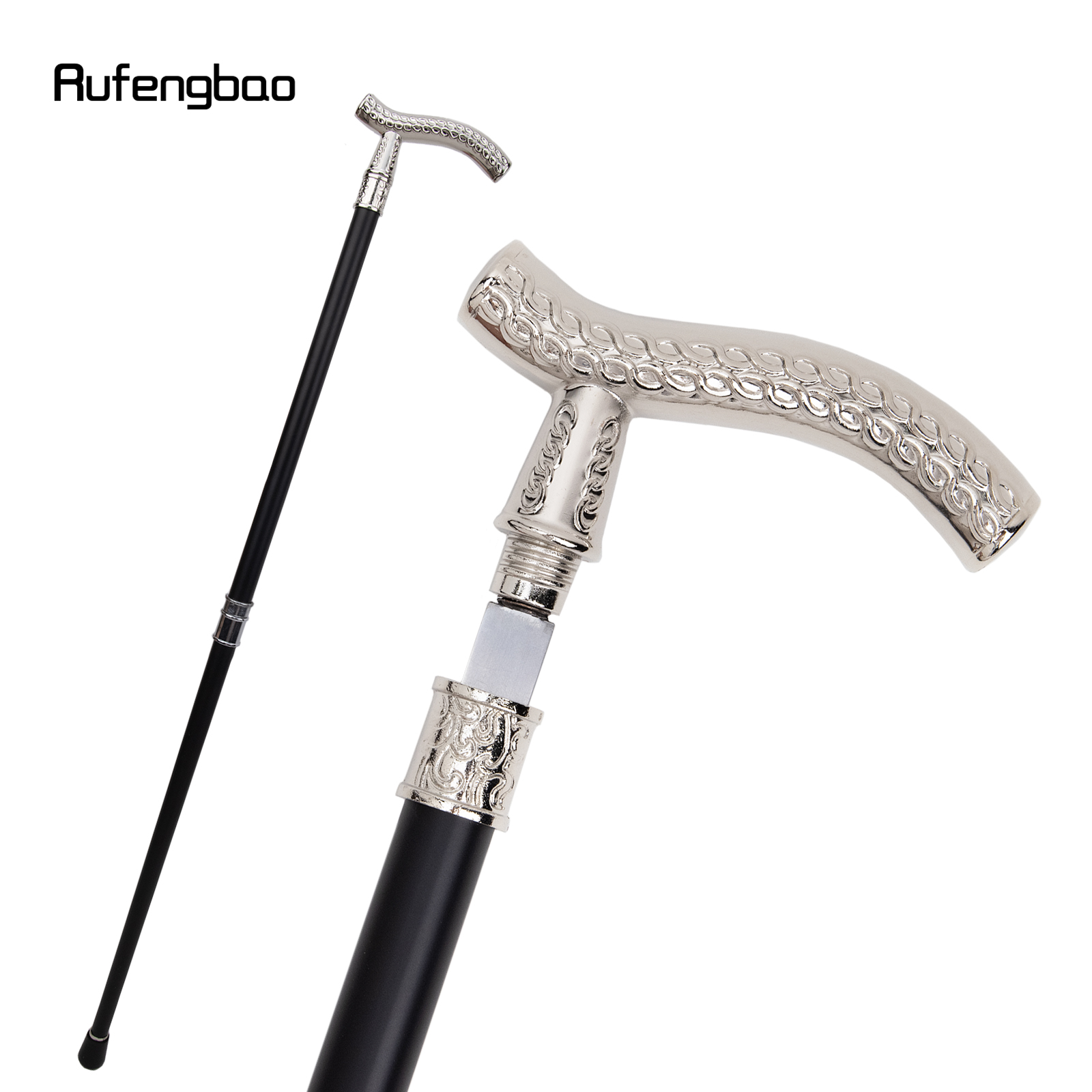Witte bloem steenpatroon handvat wandelstok met verborgen plaat zelfverdediging mode riet plaat cosplay Crosier stok 93cm