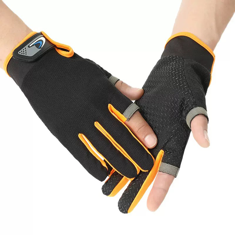 Guanti da pesca estivi da uomo da donna Guanti da fitness da ciclismo traspiranti a prova di sole con touchscreen maschile con taglio a due dita