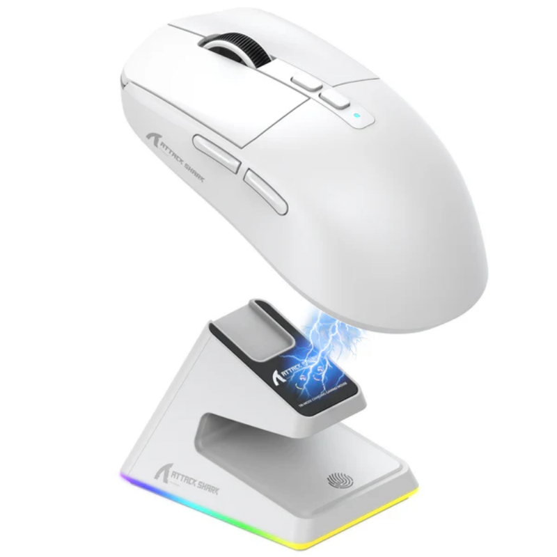 Ratón inalámbrico ligero para juegos Attack Shark X6 con 3 modos de hasta 26K DPI RGB Base de carga con retroiluminación para ordenador portátil Deskbtop