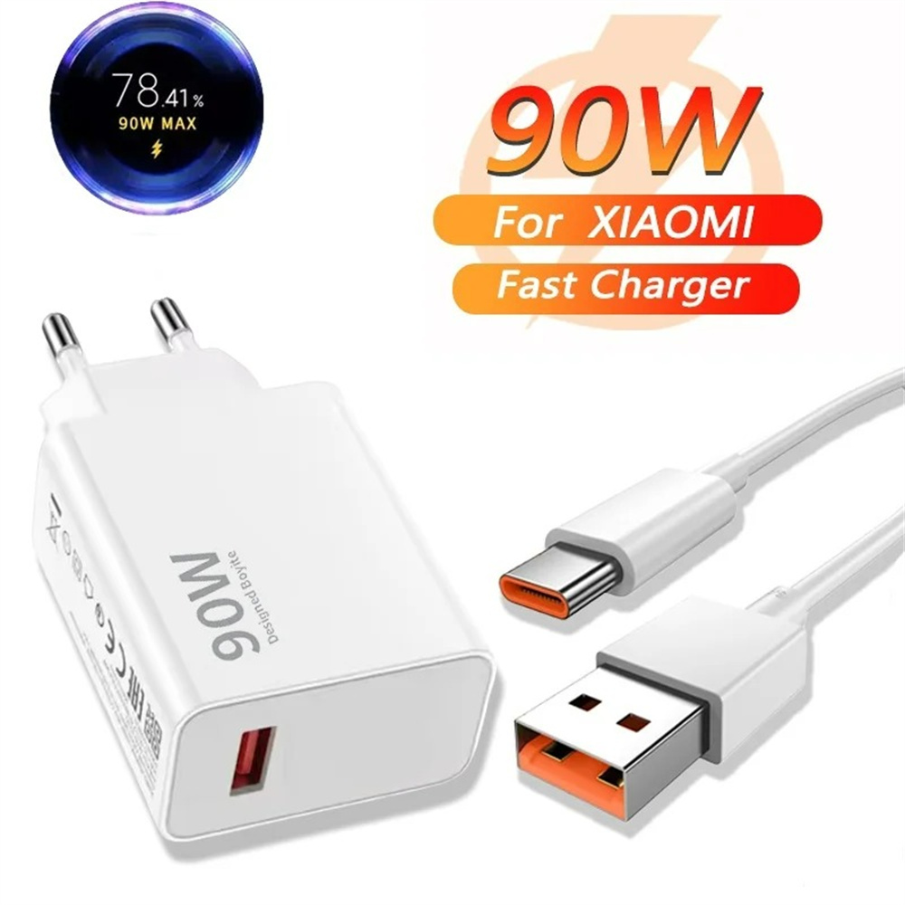 90W USB Charger Turbo Fast Charge 6A Type C Cable for Phone Adapter for Xiaomi 15 14 13 12 11 10 Ultra Redmi Note 12T 13 Pro