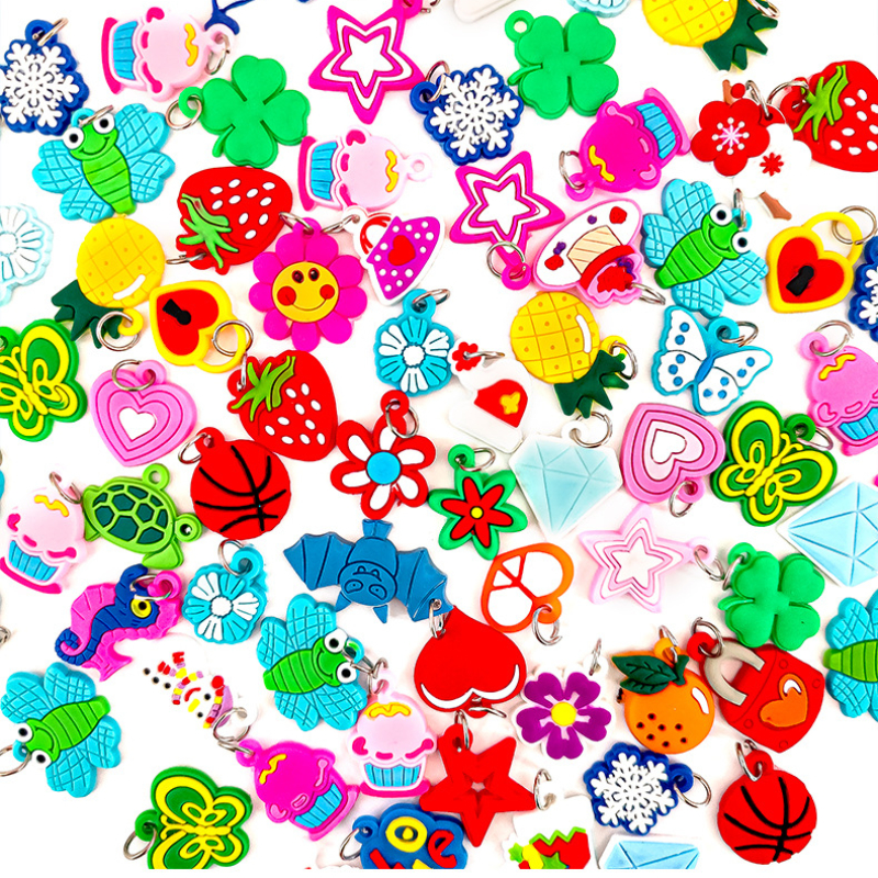 Zachte lijm DIY Cartoon Kleurrijke Dierenbloem Kraal Hangers Kleurrijke Rubberen Loom Band Armband Sieraden Maken Kralen Speelgoed Kralen Set