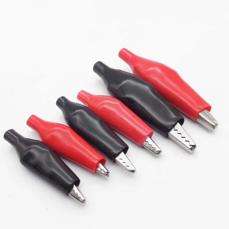 Pinzas de cocodrilo aisladas, conectores de batería eléctrica, Mini pinzas de prueba de cocodrilo 5A para aplicación estéreo, Terminal de alimentación, 10 Uds.