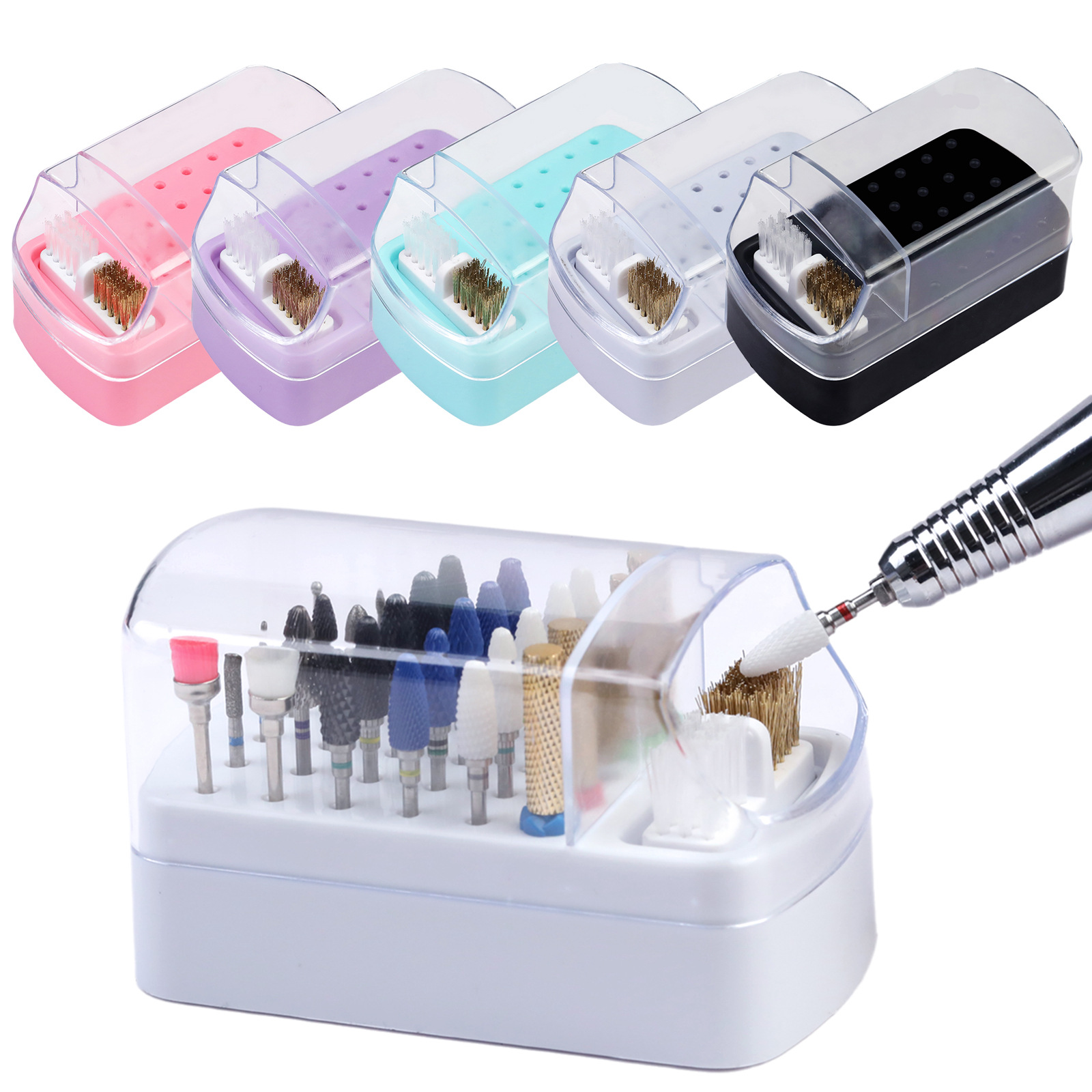 30 Holes Nail Polish Head Organizer Acrylic Portable Organizer Transparent  Dustproof Cleaning Organizer Professional Nail Tools