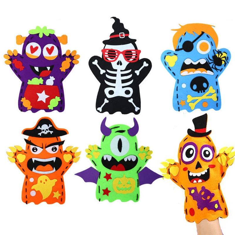 Pelúcia de pelúcia Animais Brinquedos para Crianças, Hand Finger Story, Puppet, Handmade DIY Dolls, Brinquedos Educativos do Bebê, Halloween e Presentes de Natal, 3PCs