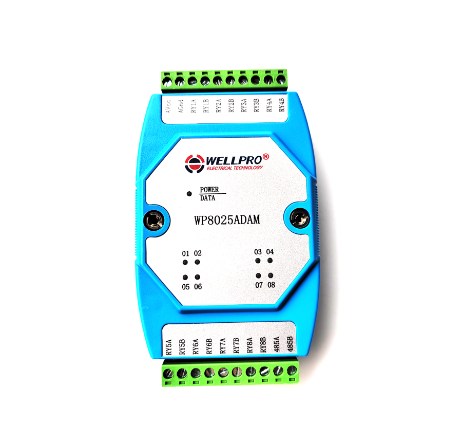 8RO Relaisuitgangsmodule RS485 MODBUS RTU-communicatie WELLPRO WP8025ADAM