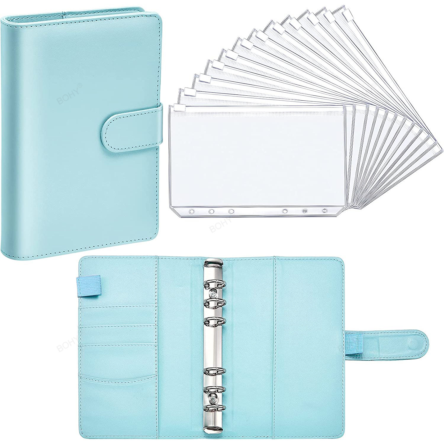 A6 fichário orçamento couro do plutônio planejador bolsos folhas de despesas notebook dinheiro envelope organizador sistema claro zíper acessórios