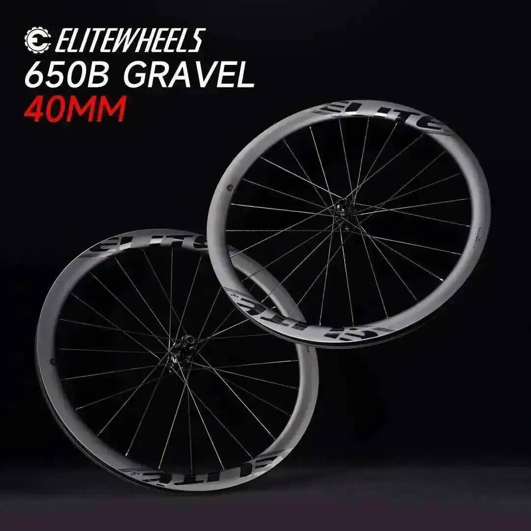 ชุดล้อ ELITEWHEELS 650B สำหรับจักรยานกราเวล แบบดิสก์เบรก วัสดุคาร์บอน ขนาด 40x32 มม. รองรับยางแบบ Tubeless พร้อมลูกปืนเซรามิก / ระบบ Ratchet