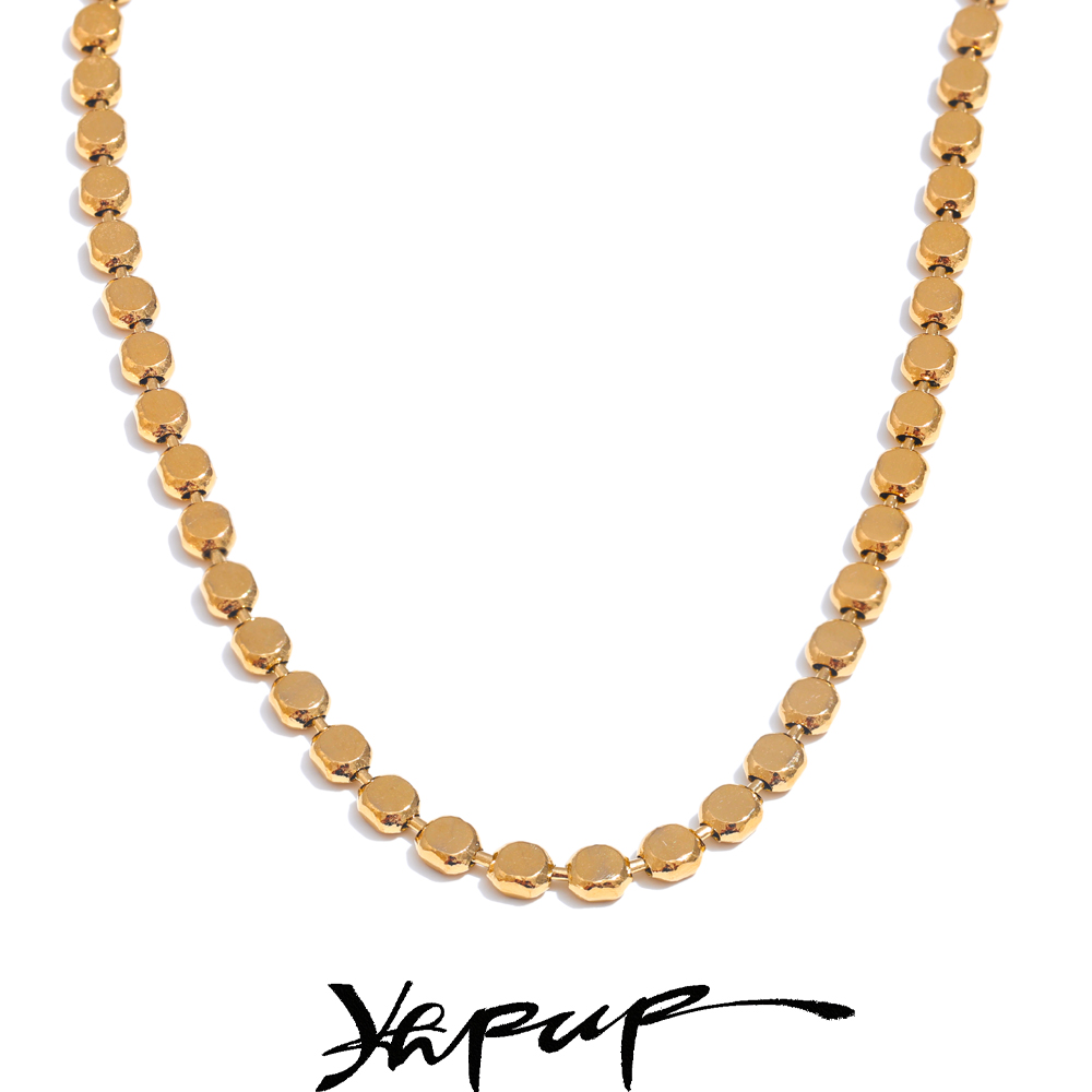 Yhpup squisita collana con colletto a catena quadrata brillante in acciaio inossidabile nuovo stile gioielli di moda quotidiana placcati in oro reale 18 carati