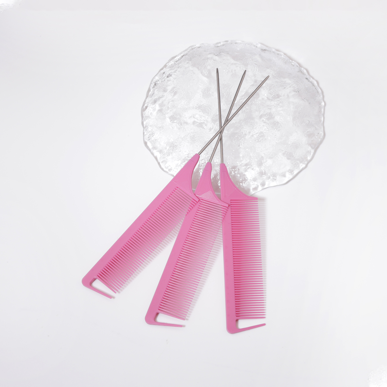 3 Pentes de Metal com Cabo Fino e Escalas, Pentes para Estilização de Cabelo, Distribuição de Cabelo, Tingimento e Especiais para Perucas de Cabelo Natural