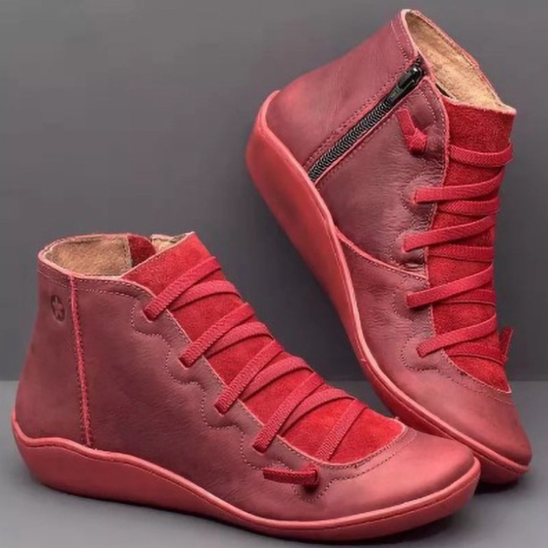 Botas con cordones para Mujer, Botas de nieve, Botas cortas Vintage para Mujer, Zapatos antideslizantes, Socofy Chaussures Femmes