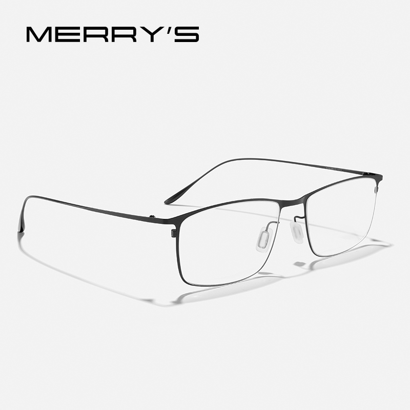 MERRYS DESIGN czysta tytanowa ramka do okularów mężczyźni styl biznesowy kwadratowe okulary korekcyjne Ultra lekkie okulary optyczne S2195